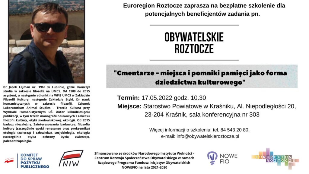 „Cmentarze – miejsca i pomniki pamięci jako forma dziedzictwa kulturowego” – szkolenie w Kraśniku!
